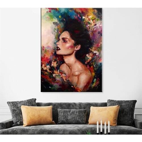 Graffiti Street Art Women Little Angels Poster Street Art Canvas Painting Oil Modern Wall Prints For Living Room Home Decoration