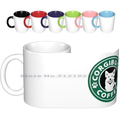 Coffee Ceramic Mugs Coffee Cups Milk Tea Mug Corgi Coffee Logo Fake Fake Logo Dog Pembroke Pembroke Welsh Cardigan Welsh