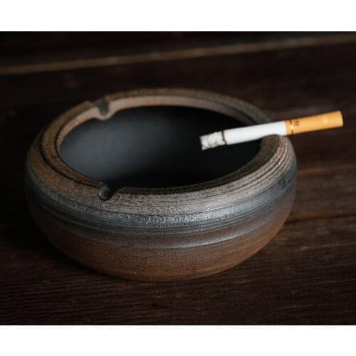Creative Ceramic Ashtray Handmade Vintage Household Office Ancient Early Burning Thread Hammer Ashtray Tea Set Shop Home Decor