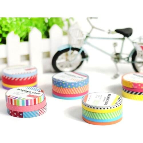 Ayron 3 pcs/lot Small Wave Point Stripe Washi Tapes DIY Album Scrapbook Colorful Stickers Stationery School Supply 7 mm * 5 m