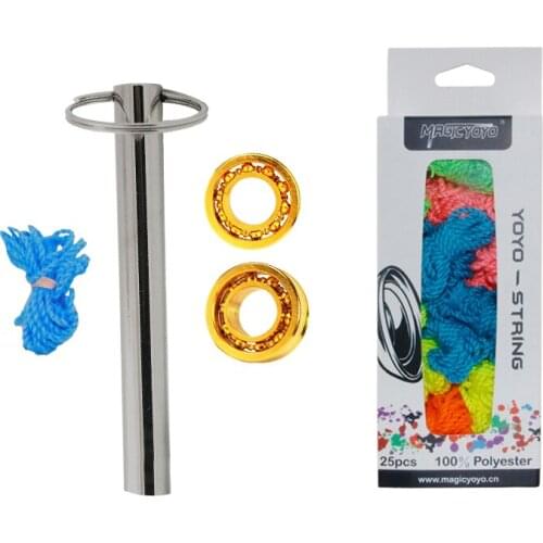 Magicyoyo 1 Set 2 Metal Yoyo 10 Ball Bearings + Bearing Remover & 25Pcs 100% Polyester Professional Yoyo Strings for Responsive