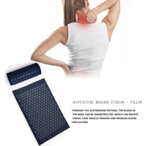 Acupuncture Massage Cushion with Pillow Body Pain Relief Stress Spike Relieve Yoga Acupoint Pad Mat with Storage Bag Set