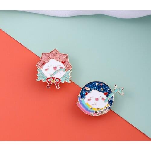 Sweet Cute Cartoon Animal Flower Rabbit Fox Brooches For Women Good Gift Japanese and Korean Pop Accessories