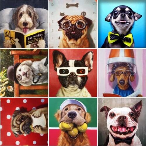 Diamond Painting Kits for Adults Funny Dog Rhinestones Embroidery Round Square Cross Stitch Full Drill Mosaic Art for Home Decor