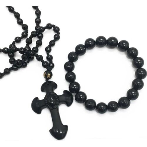 WENDYFO New Arrive Cross Necklace Pendant For Men Women Hand Carved Beads Necklace Male Jewelry Gift