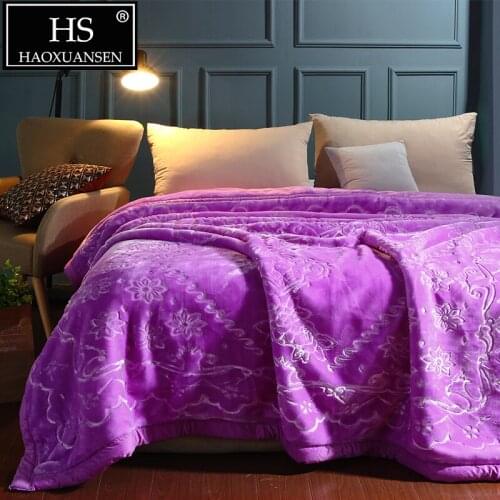 Luxury Purple Super Soft Double Layer Raschel Blanket 8.8 lb Heavy Fluffy Winter Warm Mink Blankets 200*230 cm All Season Quilt