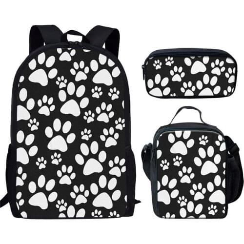 Cartoon Paw Print School Bags Cute Students 3pcs High Quality Schoolbags Book Bag Casual Teens Travel Laptop Daypack