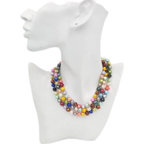 Hand knotted mutilcolor natural freshwater baroque pearl 8-9mm 106cm long elegance necklace fashion jewelry