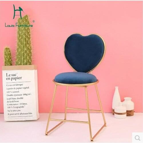 Louis Fashion Living Room Chairs Modern Simple Cushioned Backrest Creative Beauty Makeup Princess Bench High