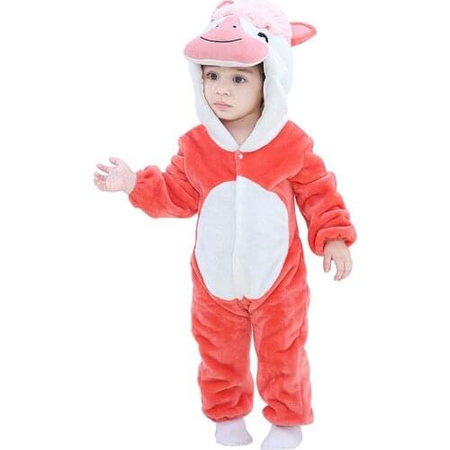 TUONXYE Cute Cartoon Flannel Baby Rompers Cows Lion Pajamas Cotton Baby Boy Girls Animal Costume Baby Jumpsuit Kigurumi Outfits
