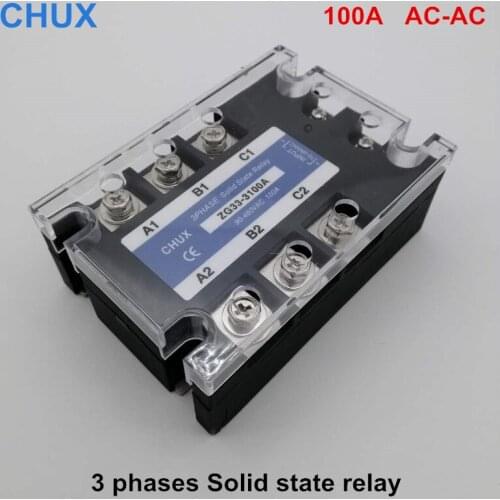 Solid State Relay 100A AC control AC 70-280VAC to 90-480V AC Free shipping 3 phases SSR 100AA
