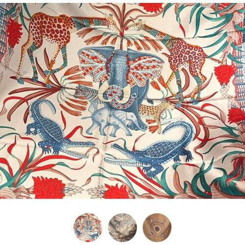 Animal print pure Silk Twill Scarf Hand Rolled 100% Mulberry-Silk Scarf Silk Twill Scarf 90*90cm Designer Scarves