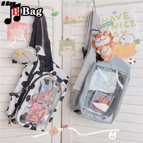 Japan Series Women Satchel Simple Harajuku style Transparent Female Canvas shoulder bag girl Students Lovely Pocket itaBag
