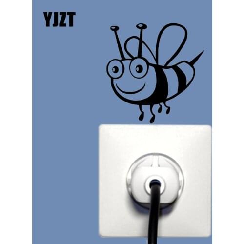YJZT Lovely Little Bee Vinyl Decal Children Room Decor Cartoon Animal Wall Switch Sticker S19-0923