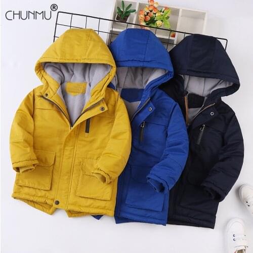 Winter Kids Coat New Children Outerwear Solid Color Thicken Cotton Baby Boys Jackets Warm Kids Outfits Boys Clothes Parka