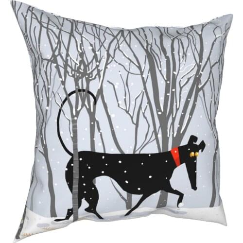 Winter Hound Greyhound Pillow Cover Home Decorative Animal Dog Cushions Throw Pillow for Car Polyester Double-sided Printing