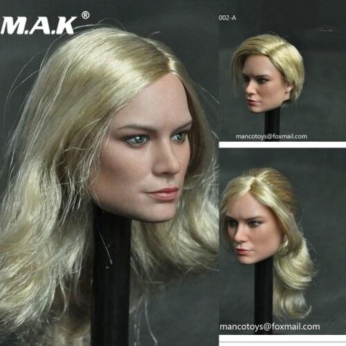 1/6 female action figure doll head MC002 Brie Larson Female Head Sculpt with Long Golen Hair for 12inches Body Fans collection