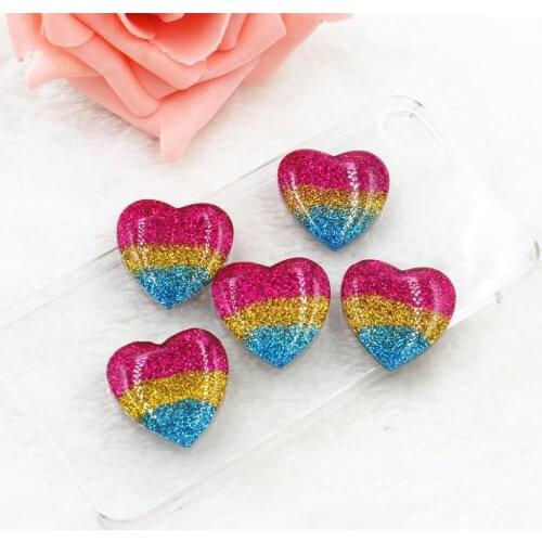 10pcs/lot flat back resin heart mix colors DIY resin cabochons accessories