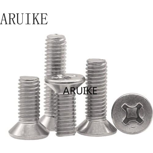 100pcs/Lot GB819 M2x10 mm M2*10 304 Stainless Steel flat head cross Countersunk screw