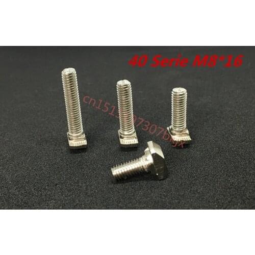 100pcs/lot M8*16 Hammer Head T Bolt Aluminum Connectors T Head Screws 4040 Aluminum Profile Nut