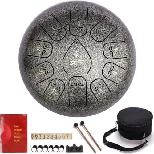 12 Inch Healing Drum 11 Notes Steel Tongue Drum For Relax and Meditation Lotus Drum Set Worry Free Handpan Instrument