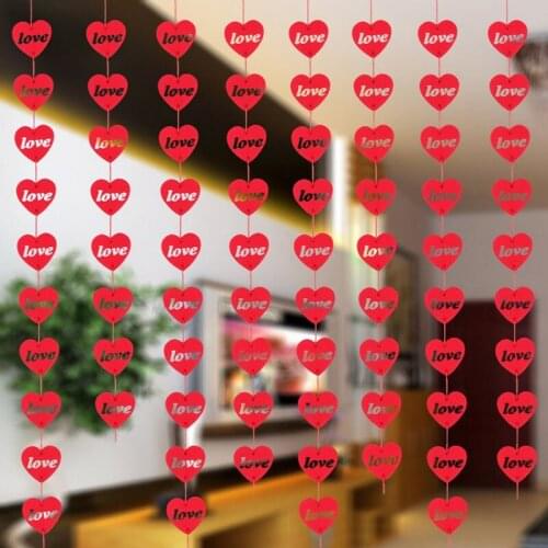 16 Hearts Romantic Wedding Decoration Marriage Room Layout DIY Non-woven Garland Creative Love Heart Curtain ZA5819