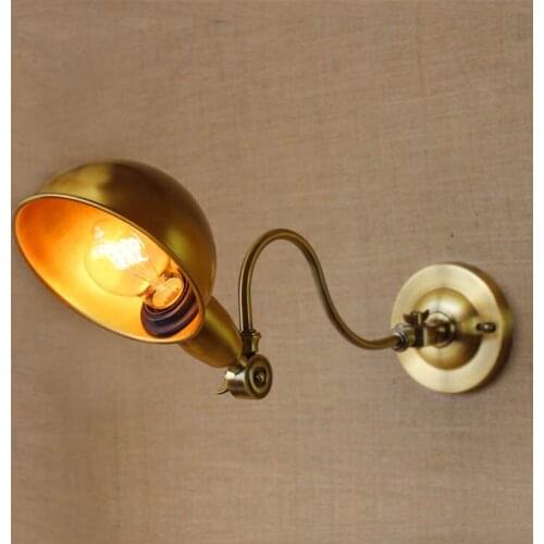 360x360 Degree Copper Wall Lamp Golden Retro Bedside Bedroom Study Corridor Rotary Decorative Inside Indoor Vintage Wall Light