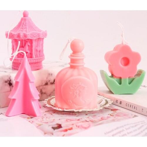 3D Perfume Bottle Silicone Molds Shell Shaped Silicone Candle Mold Christmas Home Party Deco DIY Handmade Candle Making Mold