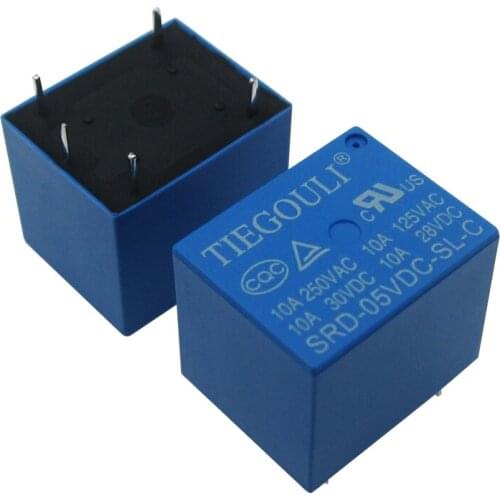 5PCS/LOT SRD-05VDC-SL-C Relay T73-5V 5 pin PCB Type 10A 5V DC Power Relay
