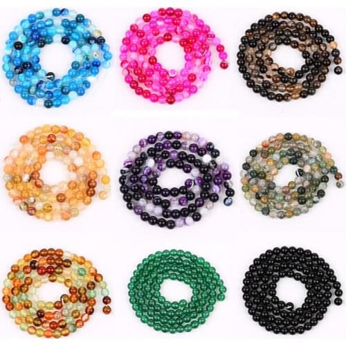 Wholesale Assorted Natural agat Stone Round Loose Strand Beads For DIY Necklace Bracelet Jewelry Making Free shipping