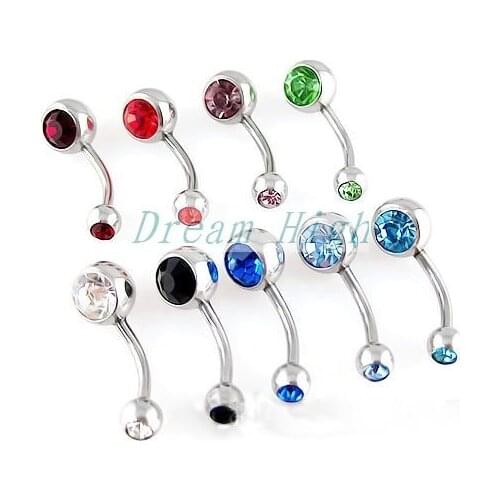 Free Shipping Navel Piercing Hot Sell Double belly ring Jewelry Body piercing 60pcs/lot Mixed color
