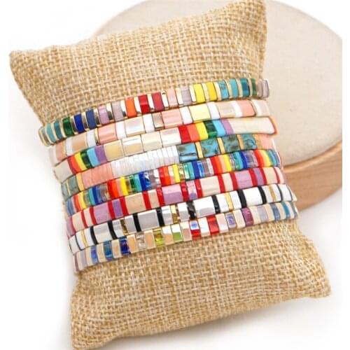 Boho Ethnic Seed Beads Bracelet For Women Simple Vintage Colorful Beach Handmade Beaded Bracelets Trendy Female Jewelry 2021 New