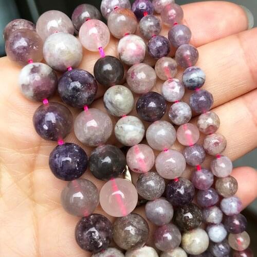 Natural Plum Blossom Tourmaline Mineral Beads For Jewelry Making Round Gem Beads DIY Bracelet Accessories 15''Inches 6 8 10mm