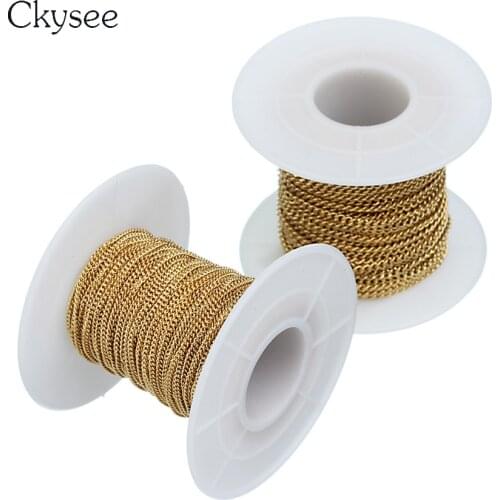 Ckysee 10Yards/Roll 1/1.5/2/2.5/3mm Stainless Steel Men Twisted Link Chain Necklace Gold Silver Color Bulk Rolo O Chain Jewelry
