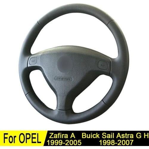 Car Steering Wheel Cover For Opel Zafira A 2005-1999 Buick Sail Opel Astra G H 2007-1998 Hand-stitched Black Artificial Leather