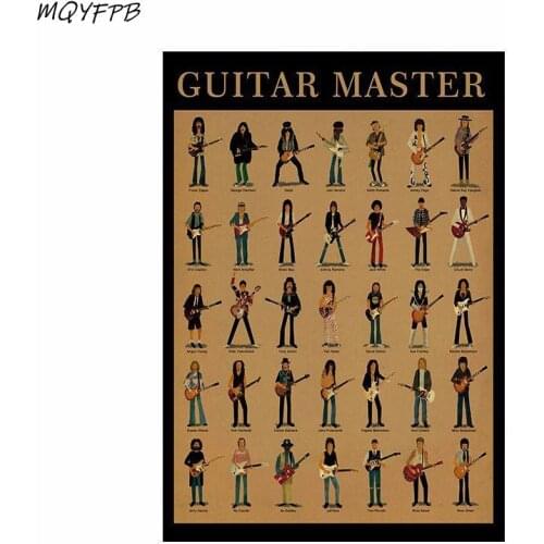 Guitar Virtuoso Kraft Paper Poster Decoration Wall Sticker Household Products 50.5x35cm