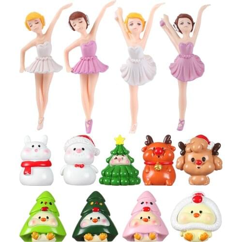Ballerina Girl Pink Pig Resin Crafts Micro Landscape Ornament Miniature Dancing Girl Figurines Doll House Christmas Ornament