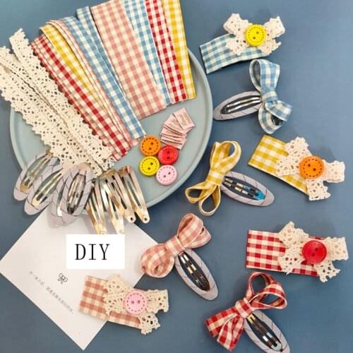 DIY Paste Cloth Sew Candy Color Hairpin Arts and Crafts Supplies Patch Adult Homemade Bow Craft Material Package