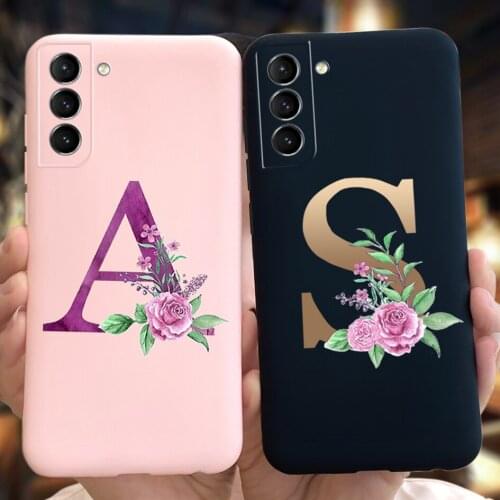 For Samsung Galaxy S21 FE 5G Case Cute Letter Monogram A B C Back Cover For Samsung S21 S21FE S21+ S21Plus SM-G996B Coque Fundas
