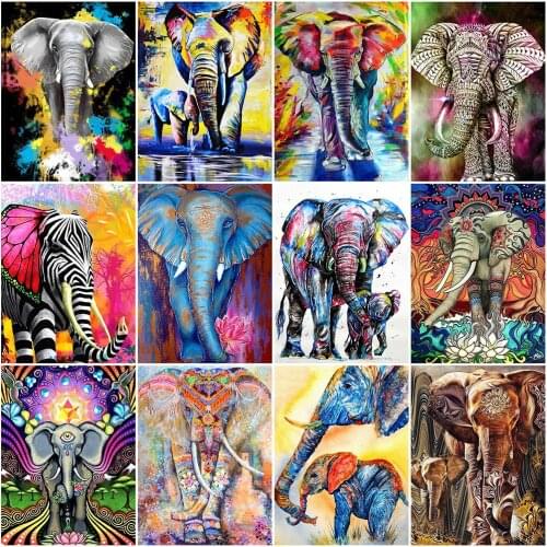 HUACAN 5D DIY Full Drill Square Diamond Painting Elephant Handmade Gift Diamond Embroidery Animal Needlework Home Decoration