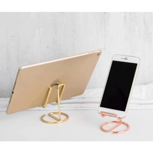 INS Wrought Iron Wire Metal Mobile Phone Holder Portable Desktop Multi-function Reading Display Stand