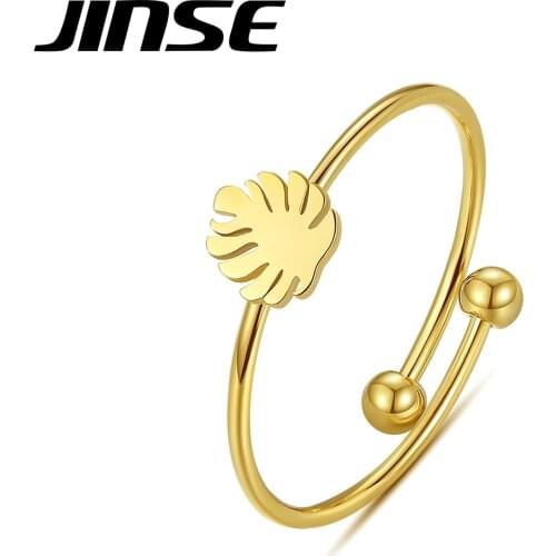Jinse Trendy Stainless Steel 2021 Metal Gold Rings Jewelry Women Cute Adjustable Open Ring