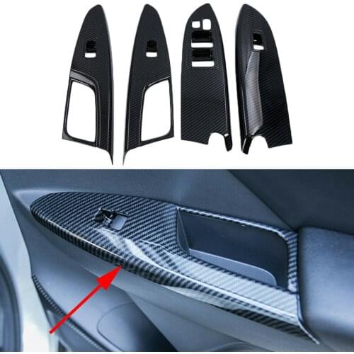 Door Armrest Trim Accessories Fit For Mitsubishi Eclipse Cross 2018 2019 2020 Window Lift Switch Panel Carbon Fiber Cover