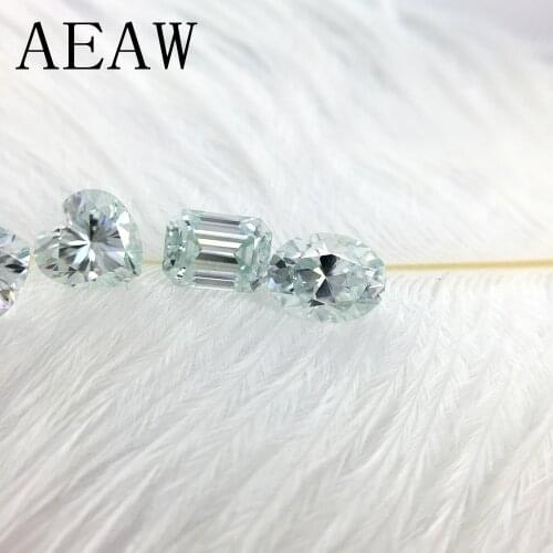 AEAW Newest 1ct Moissanite Test Postive a Little Blue White Round Pear Oval Cushion Heart Very Close DF Moissanite