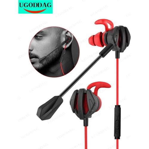 Earphones Dynamic Noise Reduction In-Ear Wired Earphones Gaming Headsets with Dual Mic Sound Insulation Earbud For PUBG CSGO PS4
