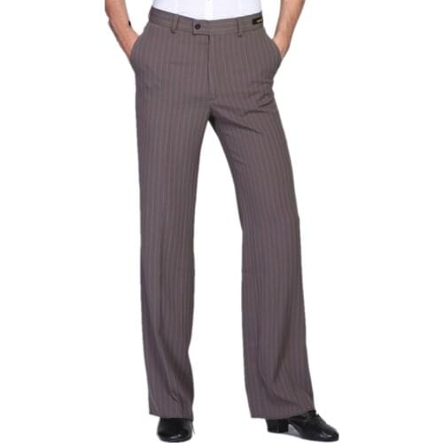 2019 New Men Latin Dance Pants Adult Linen Stripe 2 Styles Pocket Latin/Cha cha/Rumba/Samba Ballroom Professional Dance Trousers