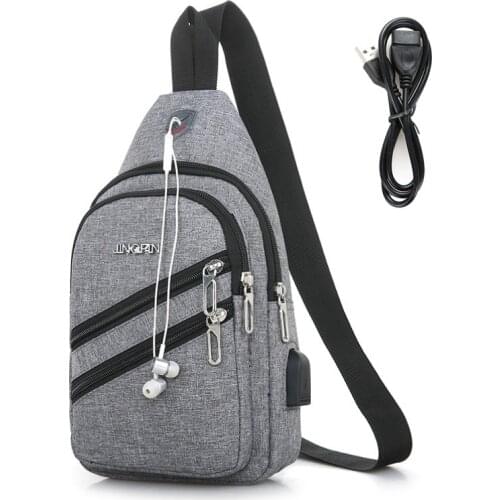 New 2020 USB Charger Chest Bag Korean Cross Body Sling Chest Pack Women Casual Trave Crossbody Messenger Bags Shoulder Bag