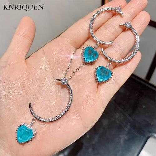 New Arrival Luxury Falcate 925 Sterling Silver 12*12mm Heart-Shaped Paraiba Tourmaline Gemstone Drop Earrings Jewelry for Women