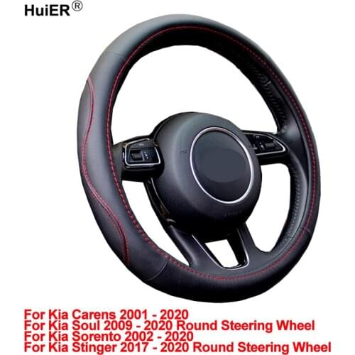 Car Steering Wheel Cover Wrap Braid For Kia Carens Sorento 2002 - 2020 Soul 2009-2020 Stinger 2017-2020 Round Steering Wheel