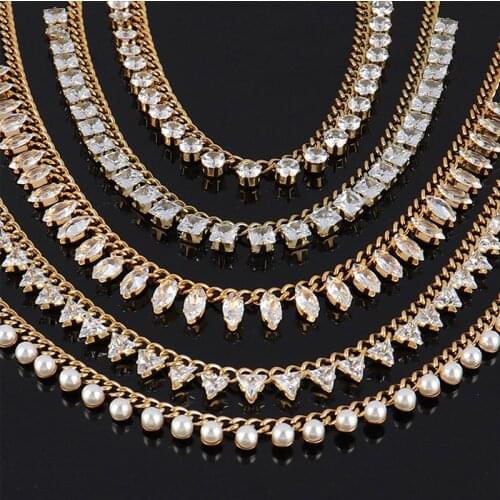 Punk Stainless Steel Necklace For Women Pearl Necklace Chain Necklace Choker Necklaces Round Pendant Zircon Necklaces Jewelry